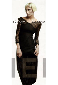 CHANEL 12A $12K Black Lace CC Logo Zipper Party Long Dress 42 | TW