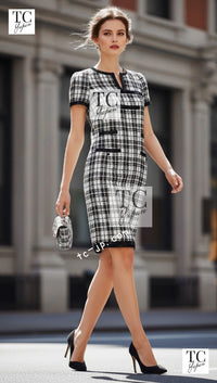 CHANEL 07S Ivory Black Cotton Silk Tweed Dress Alexa Chung 38 シャネル アイボリー ブラック コットン シルク ツイード ワンピース - TC JAPAN