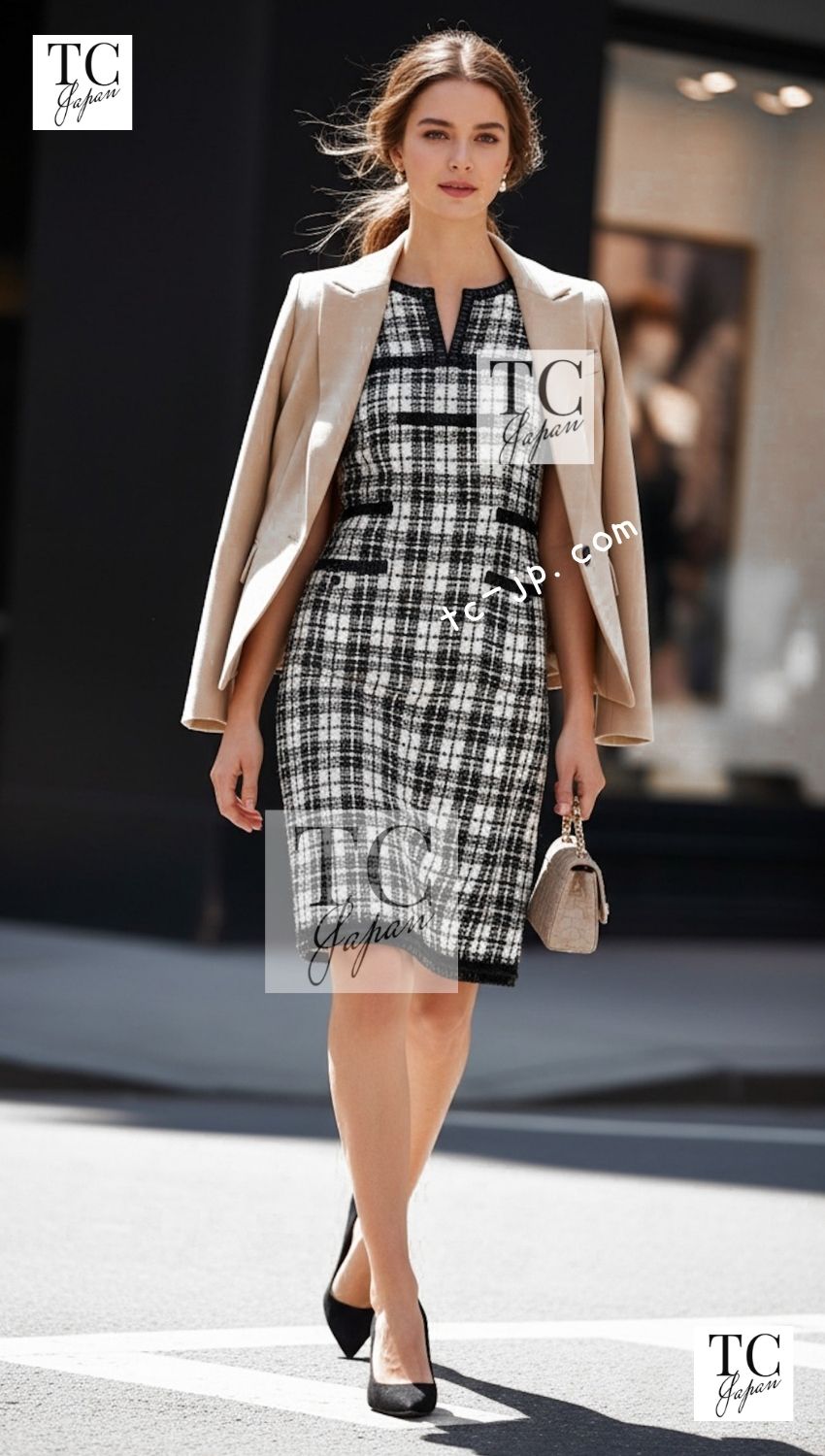CHANEL 07S Ivory Black Cotton Silk Tweed Dress Alexa Chung 38 シャネル アイボリー ブラック コットン シルク ツイード ワンピース - TC JAPAN