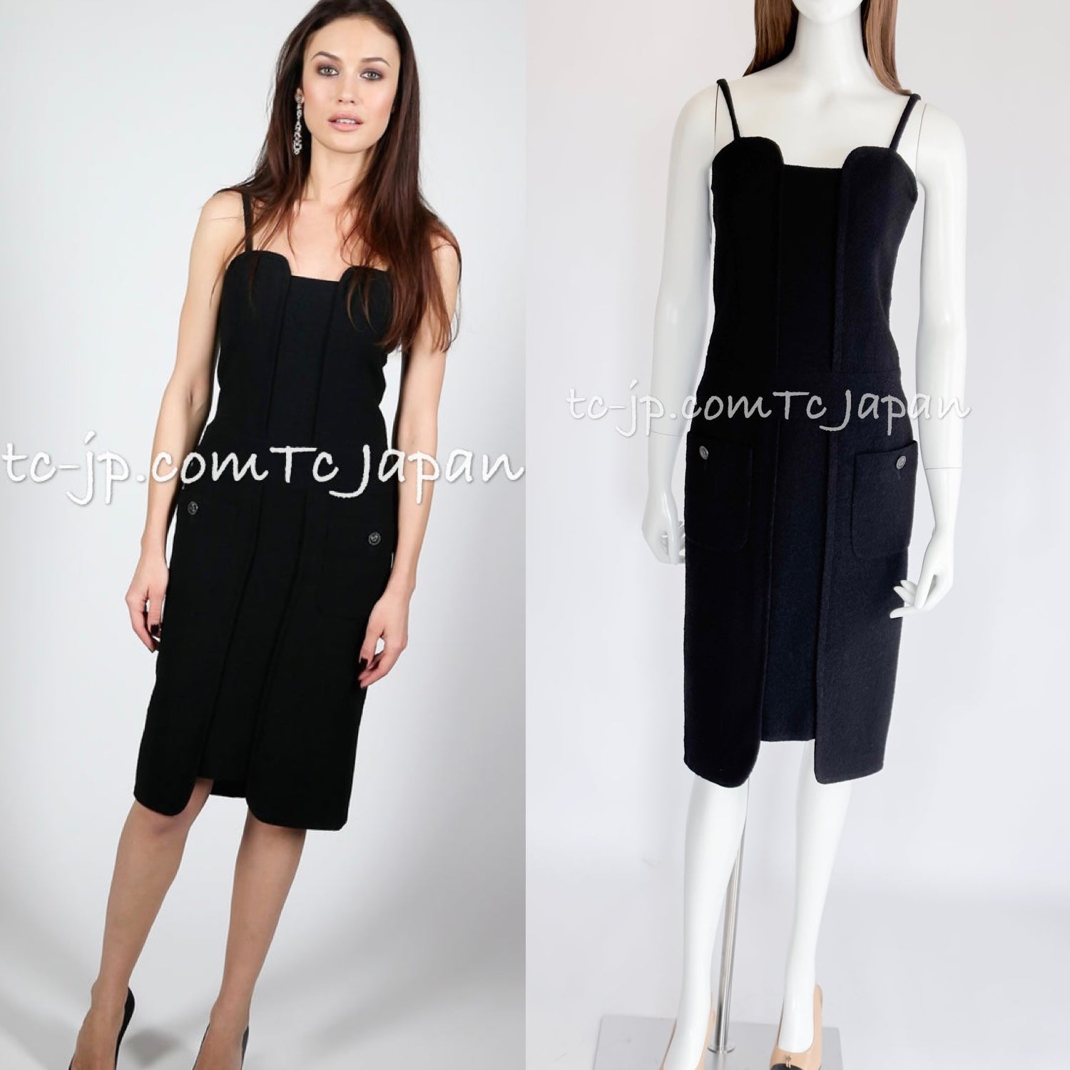 CHANEL 14C Chloe Sevigny Black Cotton Dress 34 シャネル ブラック ストラップ コットン ワンピース 女優着用 即発