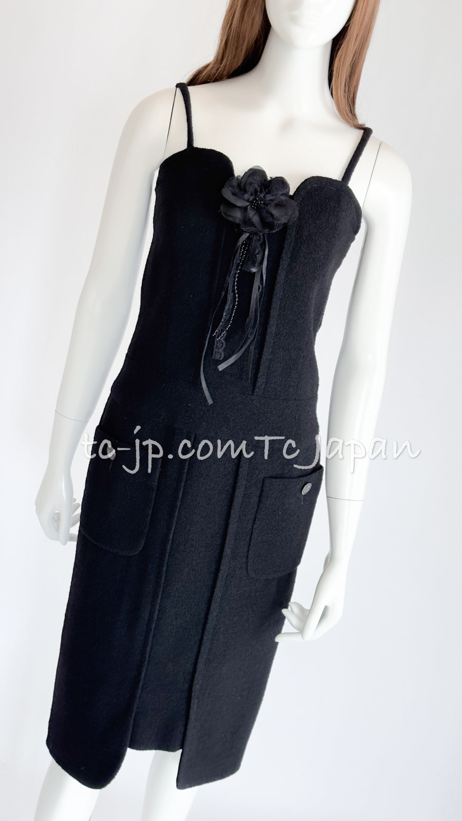 CHANEL 14C Chloe Sevigny Black Cotton Dress 34 シャネル ブラック ストラップ コットン ワンピース 女優着用 即発