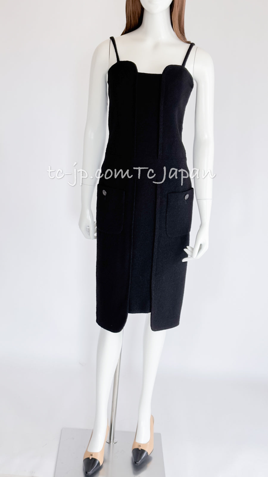 CHANEL 14C Chloe Sevigny Black Cotton Dress 34 シャネル ブラック ストラップ コットン ワンピース 女優着用 即発