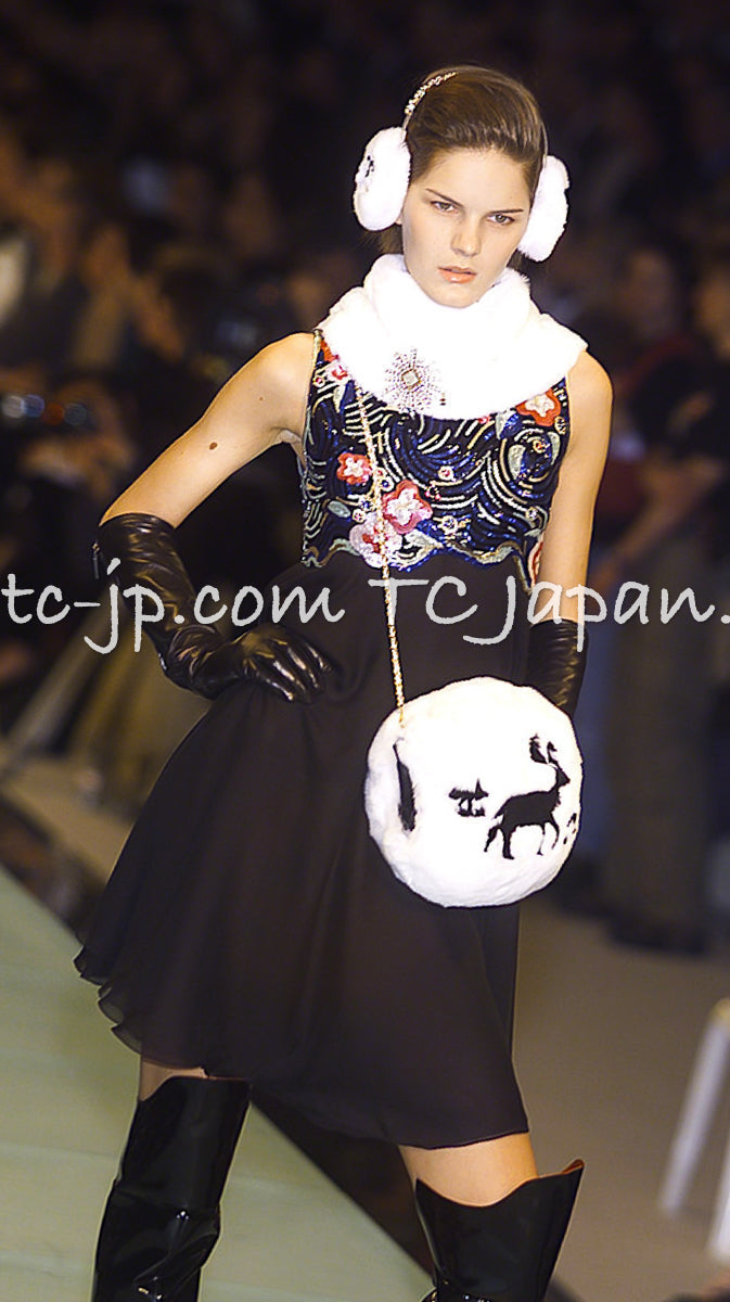 CHANEL 01A Black Multicolor Sequin Embellishments Silk Dress 36 38 シャネル ブラック マルチカラー シルク スパンコール 幻のドレス ワンピース 即発