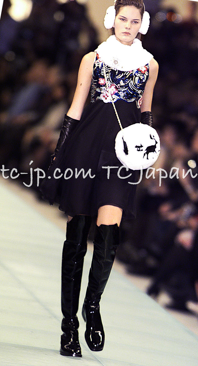 CHANEL 01A Black Multicolor Sequin Embellishments Silk Dress 36 38 シャネル ブラック マルチカラー シルク スパンコール 幻のドレス ワンピース 即発