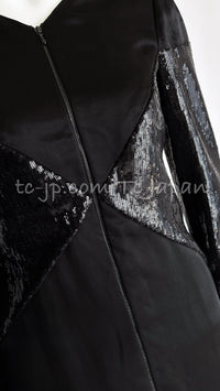 CHANEL 10PF Black Sequin Embellishments Cocktail Dress Coat 36 シャネル ブラック スパンコール カクテルドレス ワンピース コート 即発