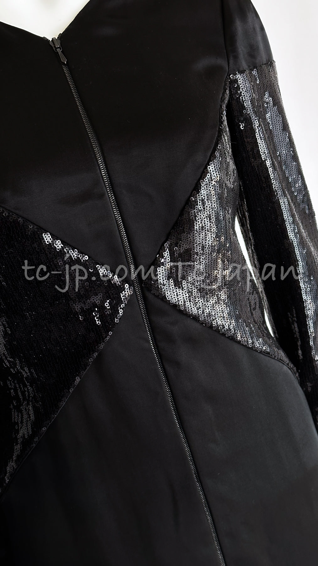 CHANEL 10PF Black Sequin Embellishments Cocktail Dress Coat 36 シャネル ブラック スパンコール カクテルドレス ワンピース コート 即発