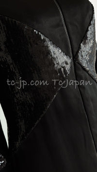 CHANEL 10PF Black Sequin Embellishments Cocktail Dress Coat 36 シャネル ブラック スパンコール カクテルドレス ワンピース コート 即発