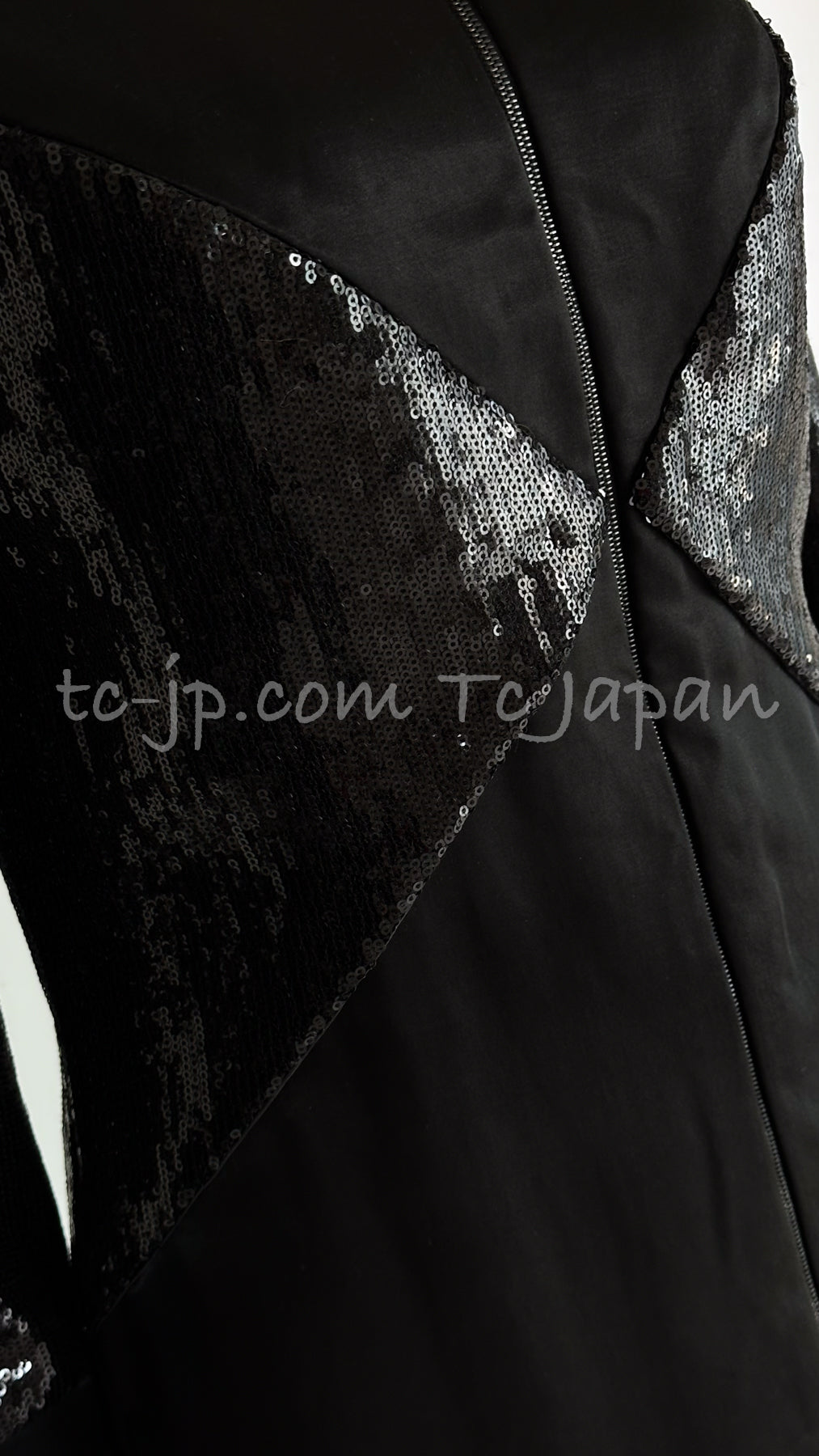 CHANEL 10PF Black Sequin Embellishments Cocktail Dress Coat 36 シャネル ブラック スパンコール カクテルドレス ワンピース コート 即発