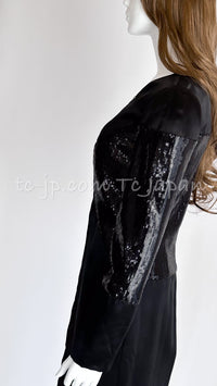 CHANEL 10PF Black Sequin Embellishments Cocktail Dress Coat 36 シャネル ブラック スパンコール カクテルドレス ワンピース コート 即発