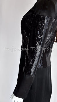 CHANEL 10PF Black Sequin Embellishments Cocktail Dress Coat 36 シャネル ブラック スパンコール カクテルドレス ワンピース コート 即発
