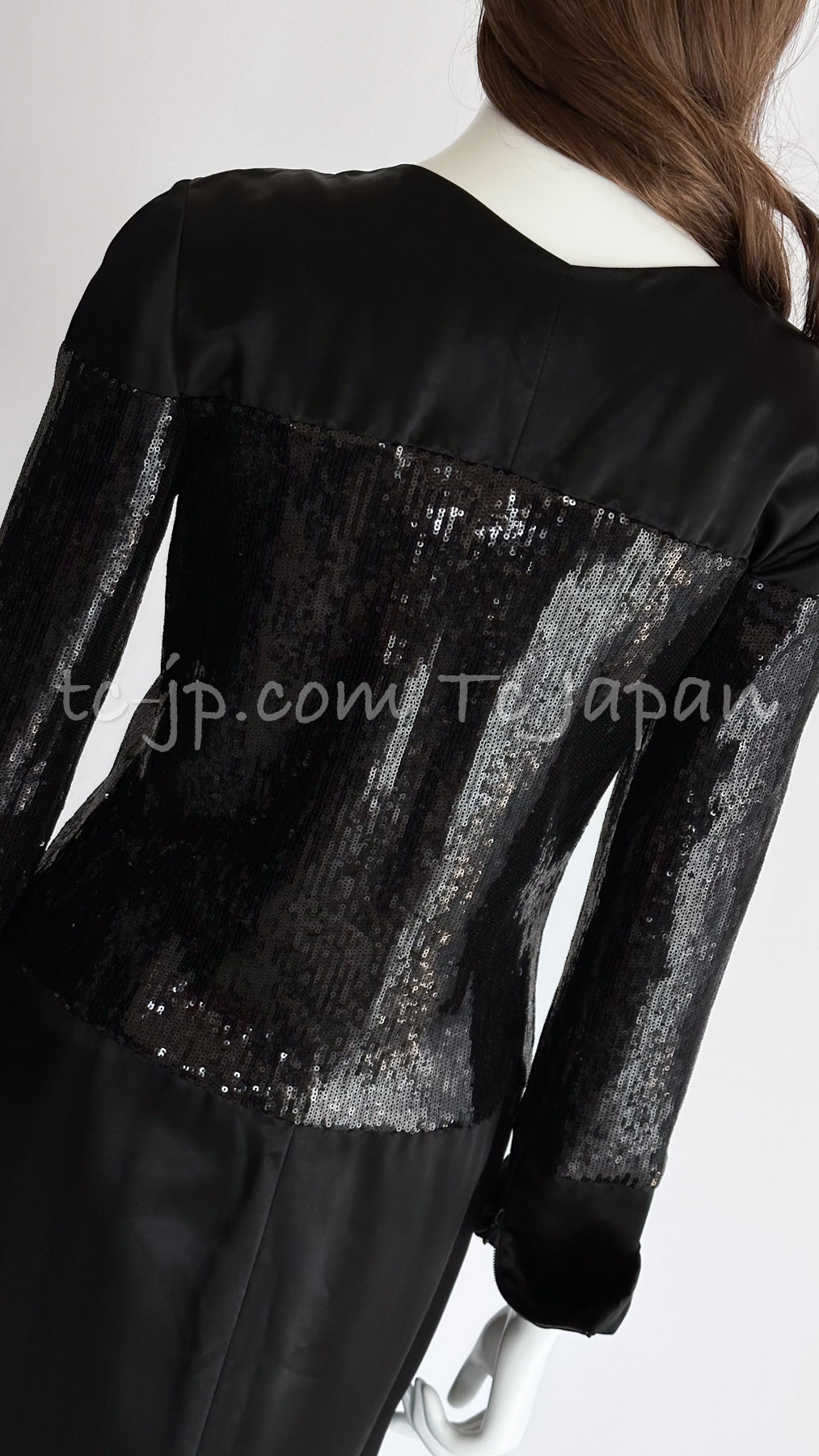 CHANEL 10PF Black Sequin Embellishments Cocktail Dress Coat 36 シャネル ブラック スパンコール カクテルドレス ワンピース コート 即発