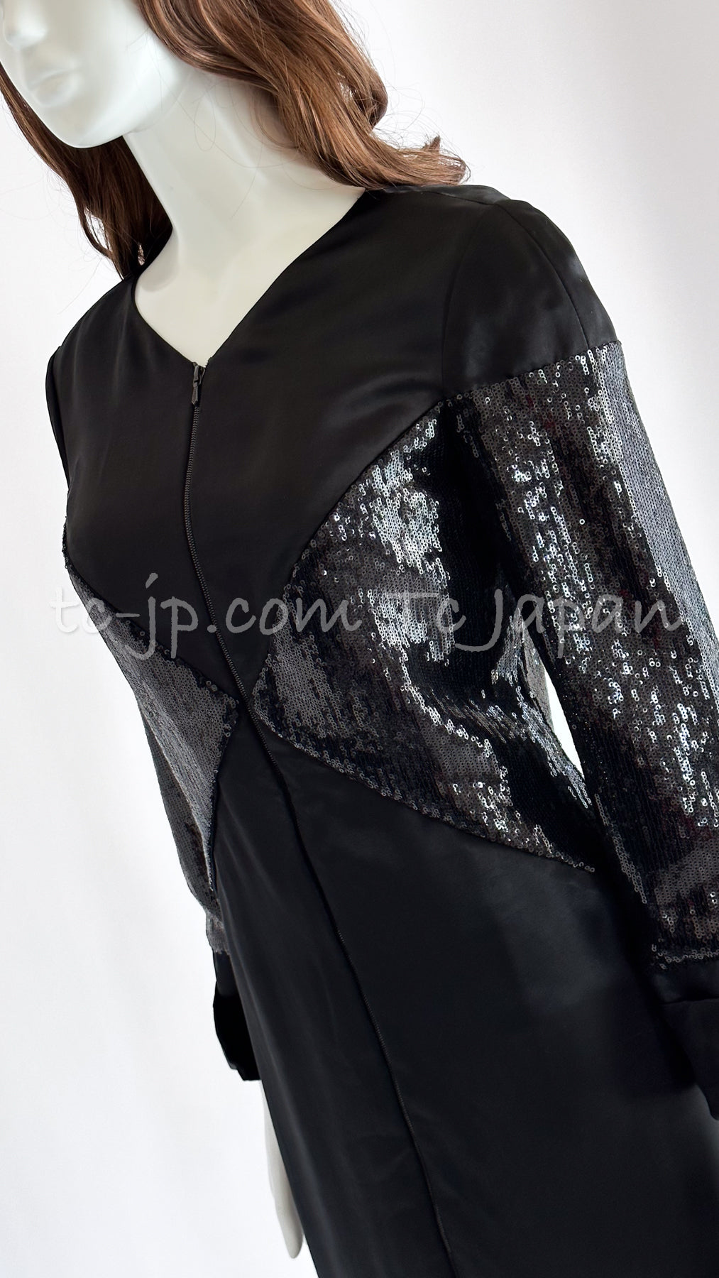 CHANEL 10PF Black Sequin Embellishments Cocktail Dress Coat 36 シャネル ブラック スパンコール カクテルドレス ワンピース コート 即発