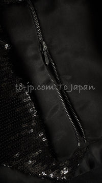 CHANEL 10PF Black Sequin Embellishments Cocktail Dress Coat 36 シャネル ブラック スパンコール カクテルドレス ワンピース コート 即発