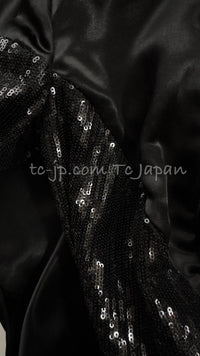 CHANEL 10PF Black Sequin Embellishments Cocktail Dress Coat 36 シャネル ブラック スパンコール カクテルドレス ワンピース コート 即発