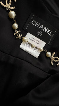 CHANEL 10PF Black Sequin Embellishments Cocktail Dress Coat 36 シャネル ブラック スパンコール カクテルドレス ワンピース コート 即発