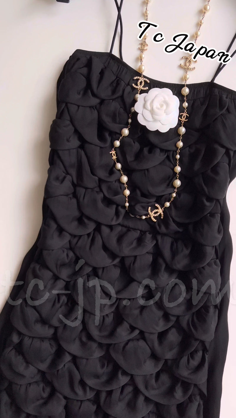 CHANEL 09C Black Sleeveless Camelia Dress 36 シャネル カメリア ブラック ワンピース 即発