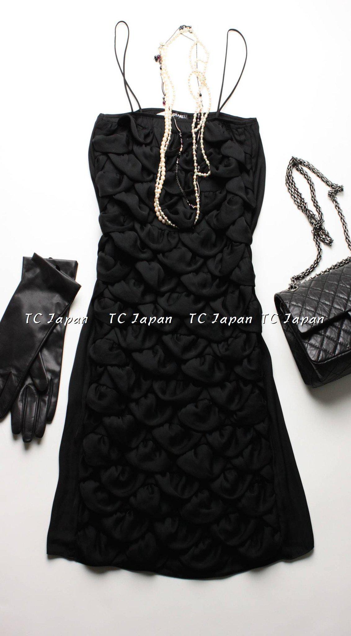 CHANEL 09C Black Sleeveless Camelia Dress 36 シャネル カメリア ブラック ワンピース 即発
