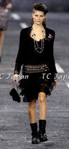 CHANEL 04A Black Multicolor Wool Tweed Dress 34 36 シャネル ブラック マルチカラー ウール ツイード シルク ラッフル ワンピース 即発