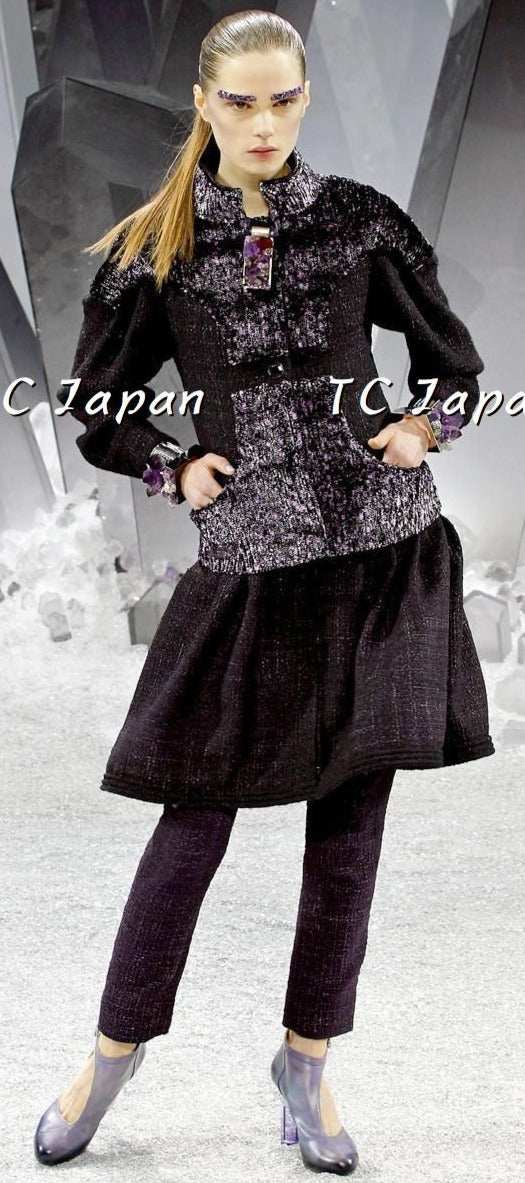 シャネル ワンピース CHANEL ブラック パープル プラム ノースリーブ