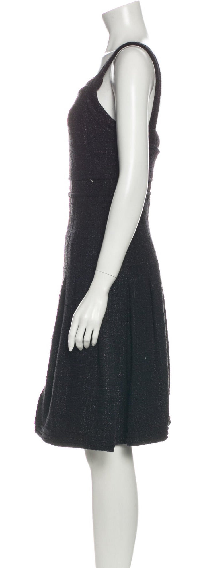 シャネル ワンピース CHANEL ブラック パープル プラム ノースリーブ