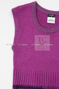 CHANEL 12S Magenta Navy Knit Dress 36 38 シャネル マゼンタ ネイビー ニット ワンピース 即発