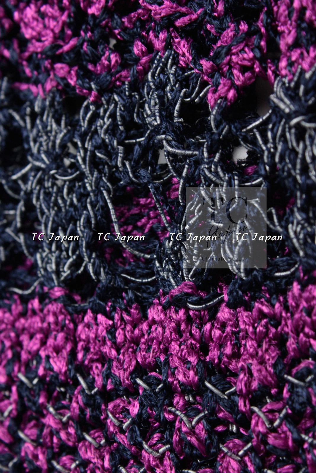 CHANEL 12S Magenta Navy Knit Dress 36 38 シャネル マゼンタ ネイビー ニット ワンピース 即発