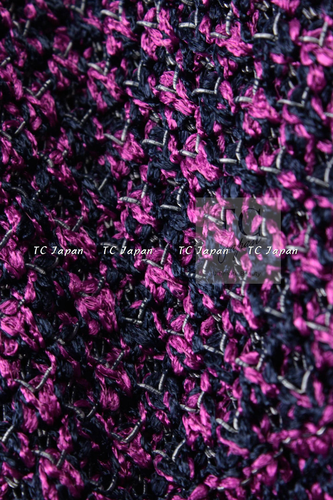 CHANEL 12S Magenta Navy Knit Dress 36 38 シャネル マゼンタ ネイビー ニット ワンピース 即発