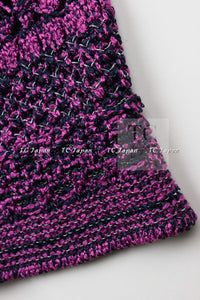 CHANEL 12S Magenta Navy Knit Dress 36 38 シャネル マゼンタ ネイビー ニット ワンピース 即発