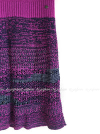 CHANEL 12S Magenta Navy Knit Dress 36 38 シャネル マゼンタ ネイビー ニット ワンピース 即発