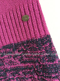 CHANEL 12S Magenta Navy Knit Dress 36 38 シャネル マゼンタ ネイビー ニット ワンピース 即発