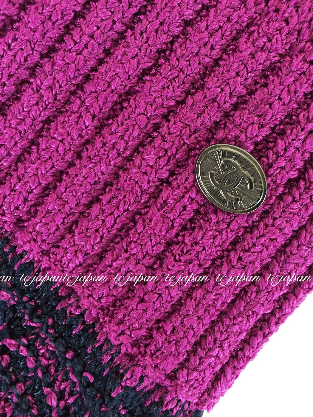 CHANEL 12S Magenta Navy Knit Dress 36 38 シャネル マゼンタ ネイビー ニット ワンピース 即発