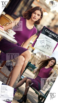 CHANEL 12S Magenta Navy Knit Dress 36 38 シャネル マゼンタ ネイビー ニット ワンピース 即発