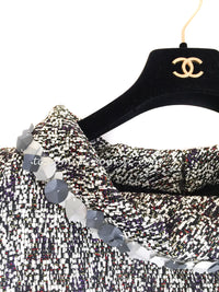 CHANEL 09S Grey Silver Sequin Embellishments Dress 36 38 シャネル グレー シルバー スパンコール ワンピース 即発