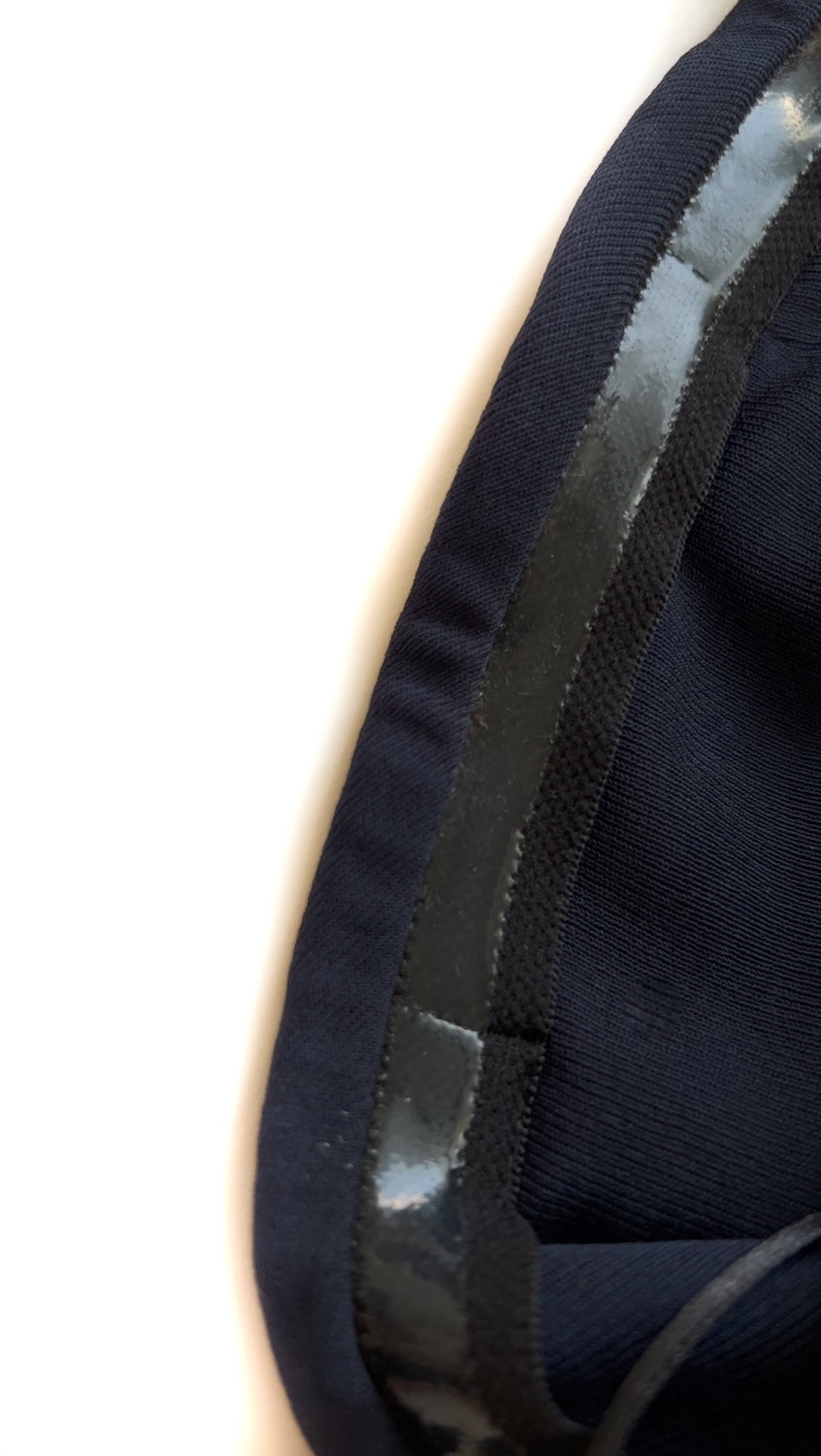 CHANEL 09S Navy Pearl Belt Strapless Cocktail Dress 38 シャネル ネイビー パール ベルト チューブ カクテル ドレス ワンピース