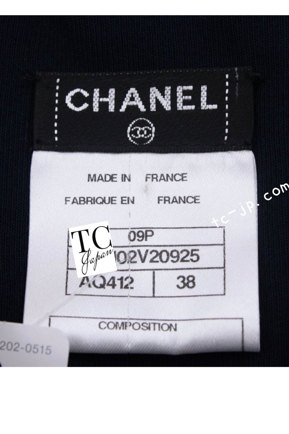 CHANEL 09S Navy Pearl Belt Strapless Cocktail Dress 38 シャネル ネイビー パール ベルト チューブ カクテル ドレス ワンピース