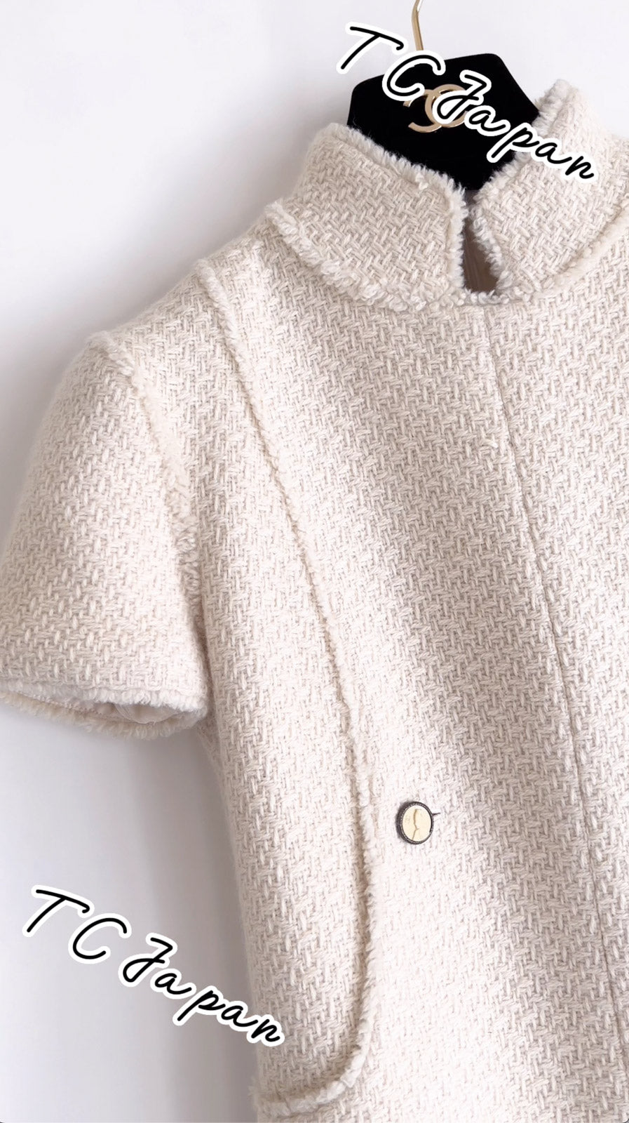 CHANEL 04A Ivory Wool Angora Tweed Dress 36 シャネル アイボリー ウール アンゴラ ツイード ワンピース 即発