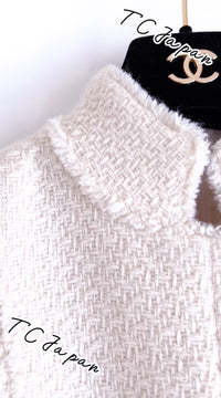 CHANEL 04A Ivory Wool Angora Tweed Dress 36 シャネル アイボリー ウール アンゴラ ツイード ワンピース 即発