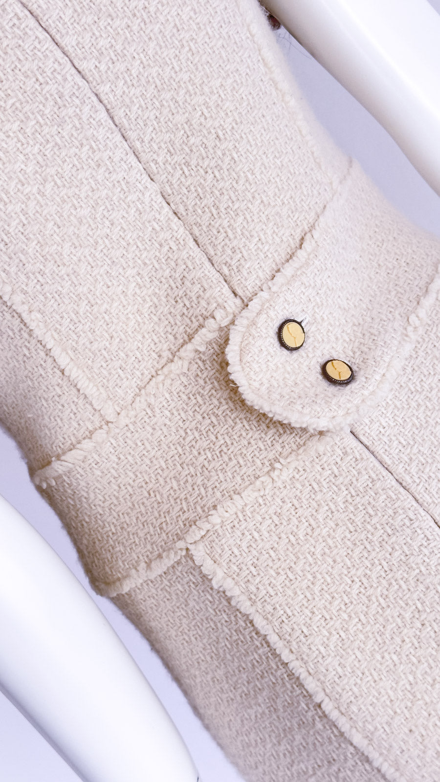 CHANEL 04A Ivory Wool Angora Tweed Dress 36 シャネル アイボリー ウール アンゴラ ツイード ワンピース 即発