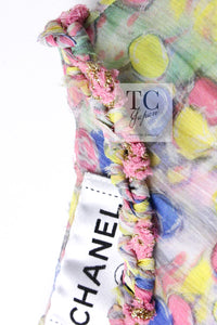 CHANEL 11C Yellow Pink Blue Pretty CC Mark Silk Dress 34 シャネル イエロー ピンク ブルー 水玉 ココマーク シルク ワンピース 即発