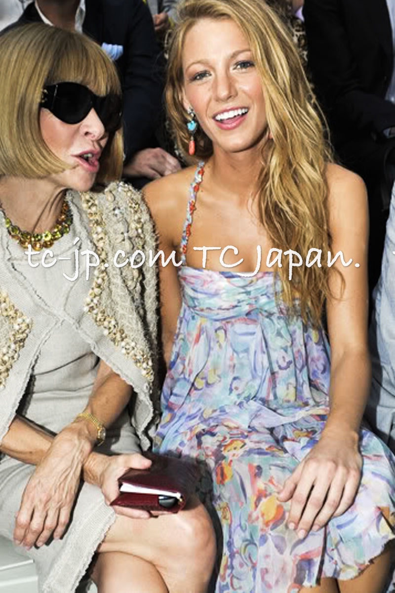 CHANEL 11C Yellow Pink Blue Pretty CC Mark Silk Dress 34 42 シャネル イエロー ピンク ブルー 水玉 ココマーク シルク ワンピース 即発 - TC JAPAN