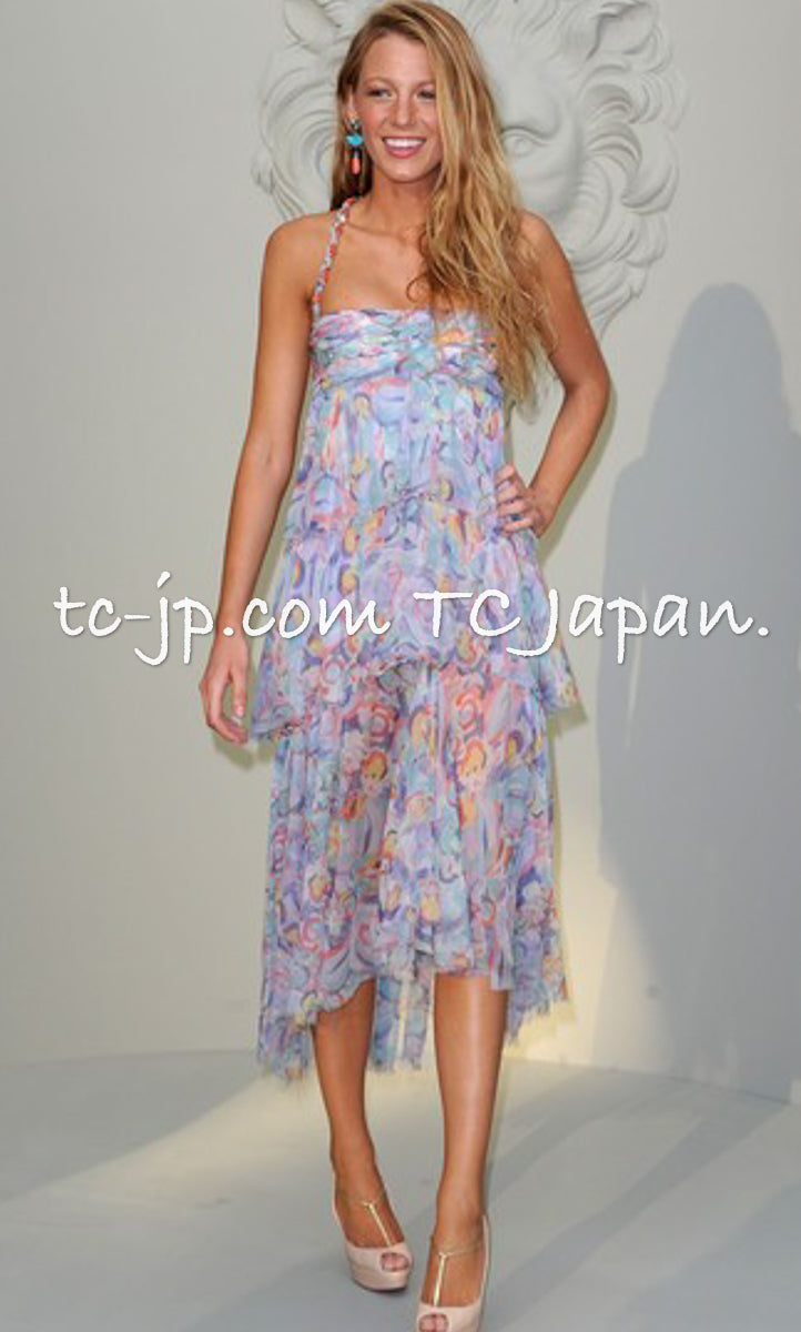 CHANEL 11C Yellow Pink Blue Pretty CC Mark Silk Dress 34 42 シャネル イエロー ピンク ブルー 水玉 ココマーク シルク ワンピース 即発 - TC JAPAN