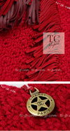 CHANEL 14PF Red Fringe Leather Trim Wool Tweed Dress 34 シャネル レッド フリンジ レザー トリミング ウール ツイード ワンピース 即発