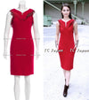 CHANEL 14PF Red Fringe Leather Trim Wool Tweed Dress 34 シャネル レッド フリンジ レザー トリミング ウール ツイード ワンピース 即発