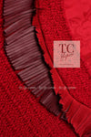 CHANEL 14PF Red Fringe Leather Trim Wool Tweed Dress 34 シャネル レッド フリンジ レザー トリミング ウール ツイード ワンピース 即発