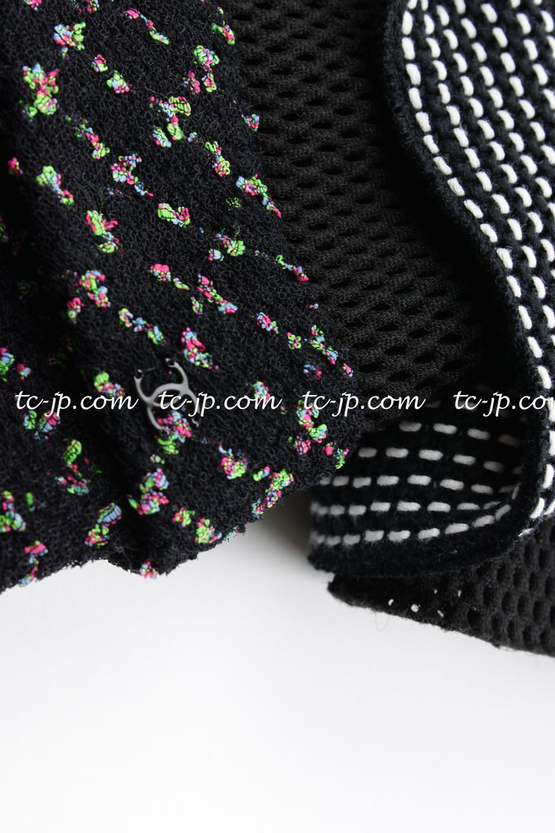 CHANEL 13S Black Multicolor Bolero Mesh Dress 36 38 シャネル ブラック マルチカラー ボレロ メッシュ ワンピース