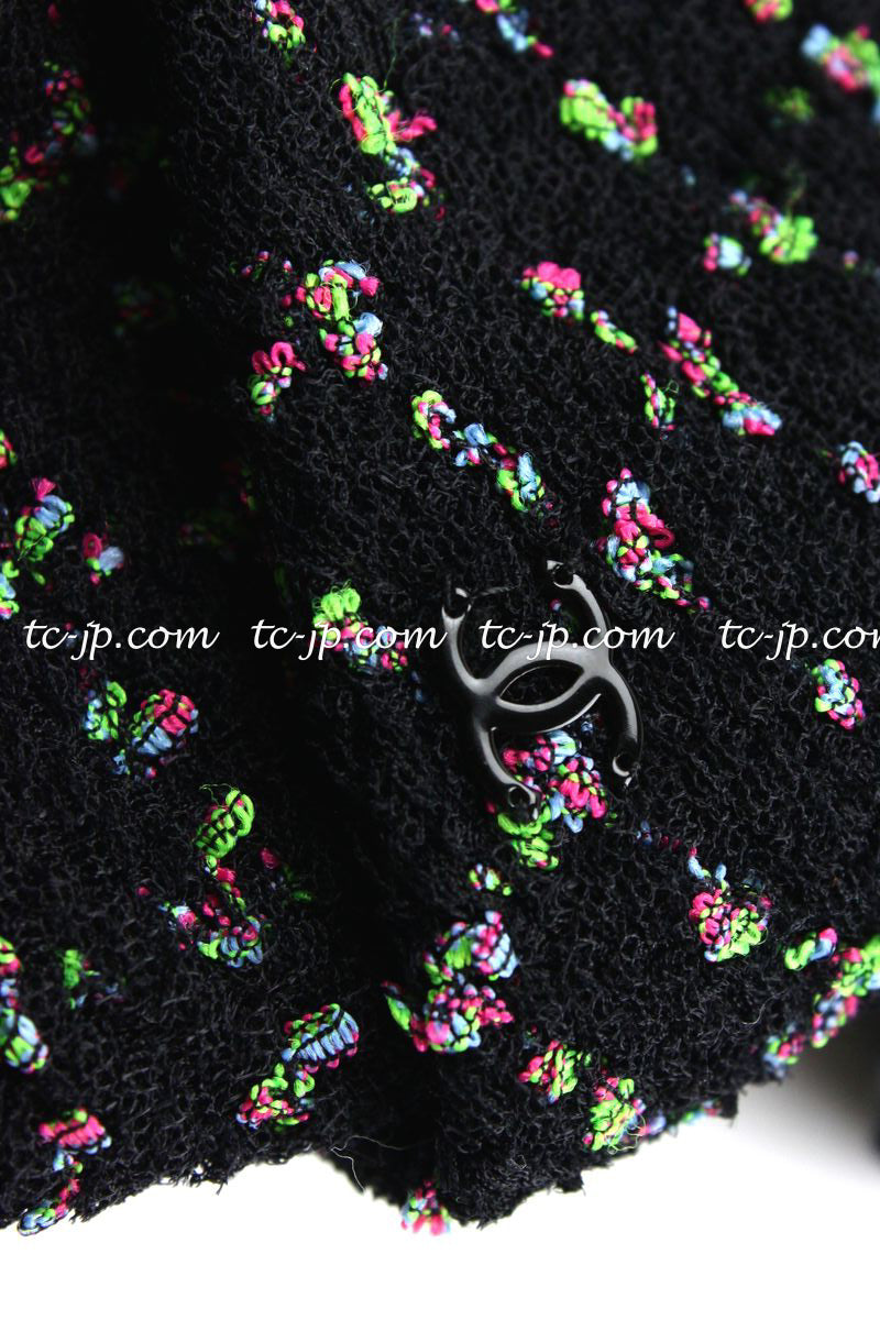 CHANEL 13S Black Multicolor Bolero Mesh Dress 36 38 シャネル ブラック マルチカラー ボレロ メッシュ ワンピース