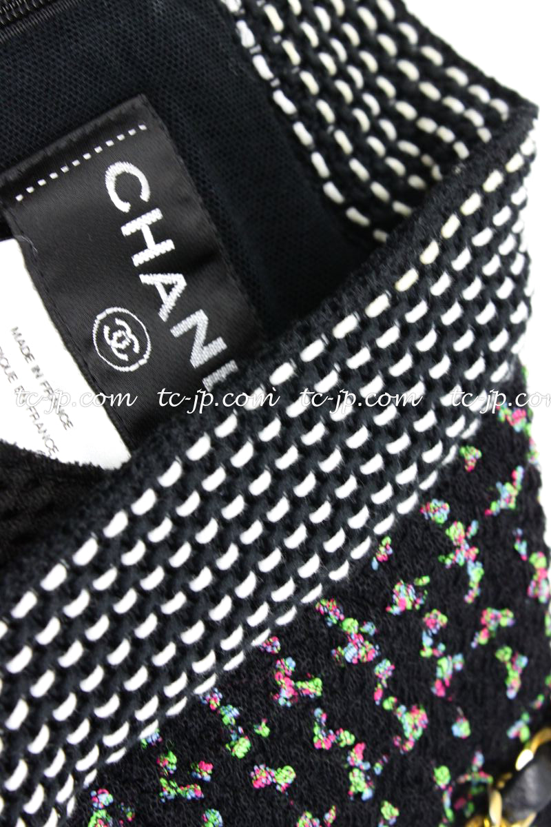 CHANEL 13S Black Multicolor Bolero Mesh Dress 36 38 シャネル ブラック マルチカラー ボレロ メッシュ ワンピース