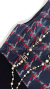 CHANEL 08A Navy Red Silk Tops Black Dress 36 シャネル ネイビー レッド シルク トップス ブラック ワンピース 即発