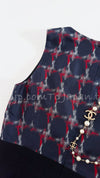 CHANEL 08A Navy Red Silk Tops Black Dress 36 シャネル ネイビー レッド シルク トップス ブラック ワンピース 即発