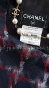 CHANEL 08A Navy Red Silk Tops Black Dress 36 シャネル ネイビー レッド シルク トップス ブラック ワンピース 即発